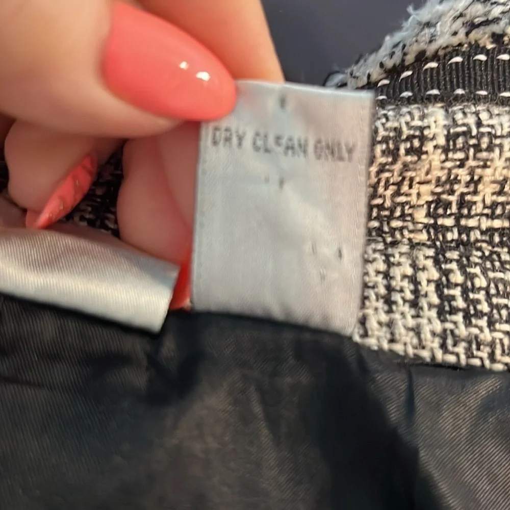 Chico's Black and White Tweed Fringe Blazer